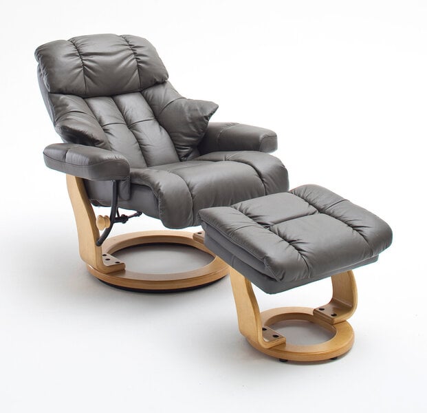 Krēsls ar pufu MC Akcent Calgary, matēts brūns/smilšu krāsas cena