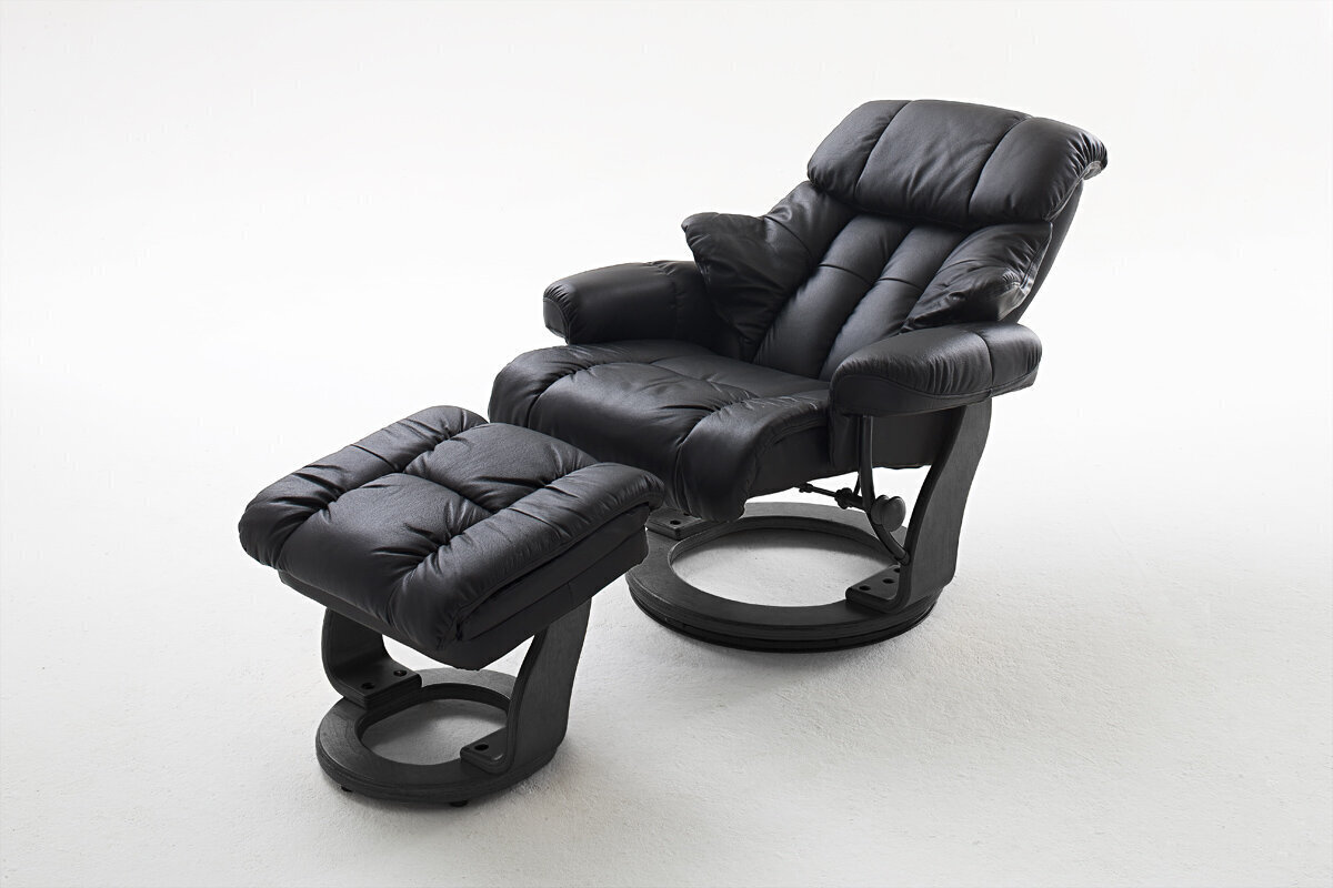 Krēsls ar pufu Calgary, melns/melns цена и информация | Atpūtas krēsli | 220.lv