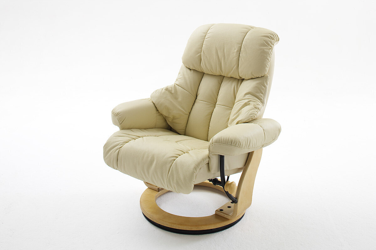 Atpūtas krēsls ar pufu MC Akcent Calgary, krēmkrāsas/melns cena un informācija | Atpūtas krēsli | 220.lv