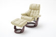 Krēsls ar pufu Calgary XXL, krēmkrāsas/brūns цена и информация | Atpūtas krēsli | 220.lv