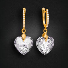 Sudraba auskari "Iemīlējusies Sirds III" ar Swarovski™ kristāliem цена и информация | Серьги | 220.lv