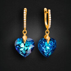 Серебряные серьги "Влюблённое Сердце III (Bermuda Blue)" с кристаллами Swarovski™ цена и информация | Серьги | 220.lv