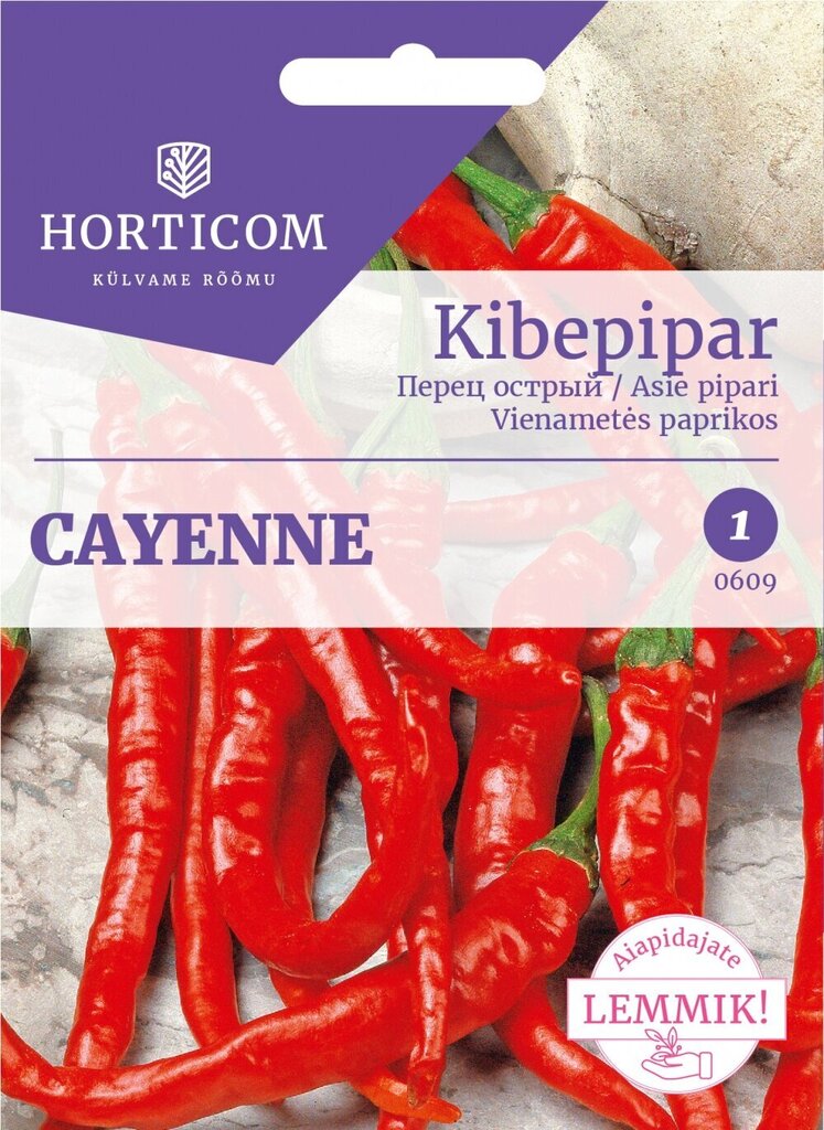 Asie pipari Cayenne 0,1g cena un informācija | Dārzeņu, ogu sēklas | 220.lv