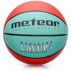 Баскетбольный мяч METEOR LAYUP, размер 4, синий/красный цена и информация | Баскетбольные мячи | 220.lv