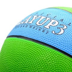 Баскетбольный мяч METEOR Layup, размер 3, синий/зелёный цена и информация | Баскетбольные мячи | 220.lv