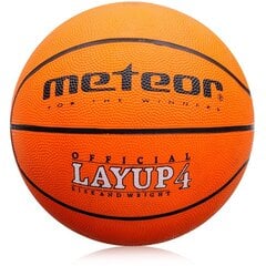 Basketbola bumba METEOR LAYUP, 4. izmērs, oranža cena un informācija | Basketbola bumbas | 220.lv