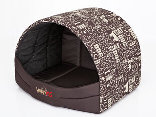 Guļvieta-būda Hobbydog R3, 55x43x38cm, brūna ar uzrakstiem cena un informācija | Suņu gultas, spilveni, būdas | 220.lv