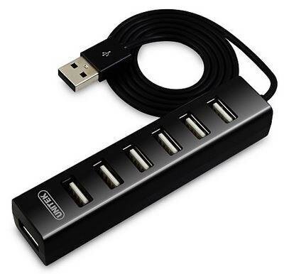 Unitek - HUB 7x USB2.0 MELNS ; Y-2160 цена и информация | Adapteri un USB centrmezgli | 220.lv