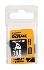 Trieciena rotējošo uzgaļu komplekts Dewalt Torsion T10x25 mm - DT7379T-QZ, 5 gab. cena un informācija | Rokas instrumenti | 220.lv