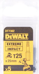 Набор ударных вращающихся насадок Dewalt Torsion T25x25mm - DT7382T, 5 шт. цена и информация | Механические инструменты | 220.lv
