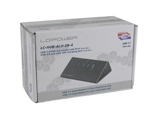 LC-POWER - HUB USB 3.0 AKTYWNY LC-HUB-ALU-2B-4 цена и информация | Адаптеры и USB разветвители | 220.lv