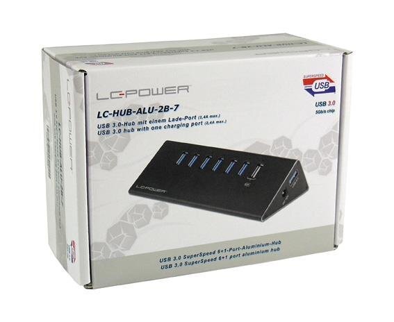 LC-Power LC-HUB-ALU-2B-7 cena un informācija | Adapteri un USB centrmezgli | 220.lv