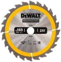 Griešanas disks Dewalt 165x20mm - DT1934-QZ cena un informācija | Dārza tehnikas rezerves daļas | 220.lv