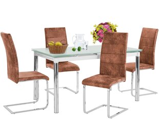 Notio Living Nelsy 80, комплект мебели для столовой белый/коричневый цена и информация | Комплекты мебели для столовой | 220.lv