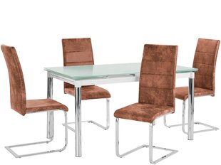 Notio Living Nelsy 80, комплект мебели для столовой белый/коричневый цена и информация | Комплекты мебели для столовой | 220.lv