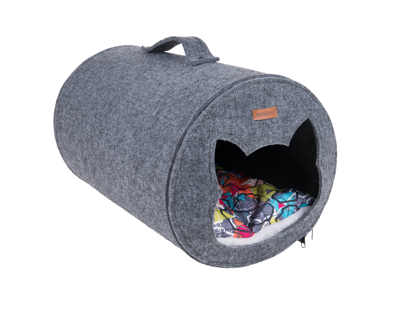 Amiplay guļvieta-būda Hygge Tunnel Quick Grey, 31x46x31 cm cena un informācija | Suņu gultas, spilveni, būdas | 220.lv