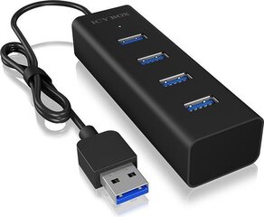 HUB USB Icy Box IB-HUB1409-U3 4 portowy Hub USB 3.0 (NUICYUS4P000012) цена и информация | Адаптеры и USB разветвители | 220.lv