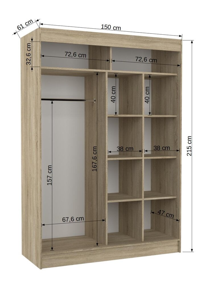 Skapis Adrk Furniture Gilton 150 cm, balts цена и информация | Skapji | 220.lv