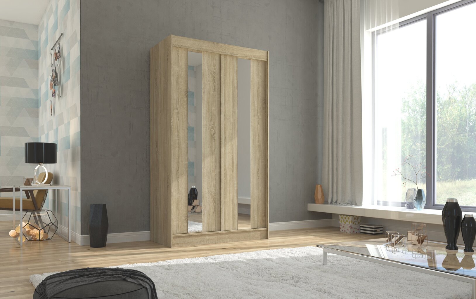 Skapis Adrk Furniture Balton 120 cm, ozola krāsas cena un informācija | Skapji | 220.lv