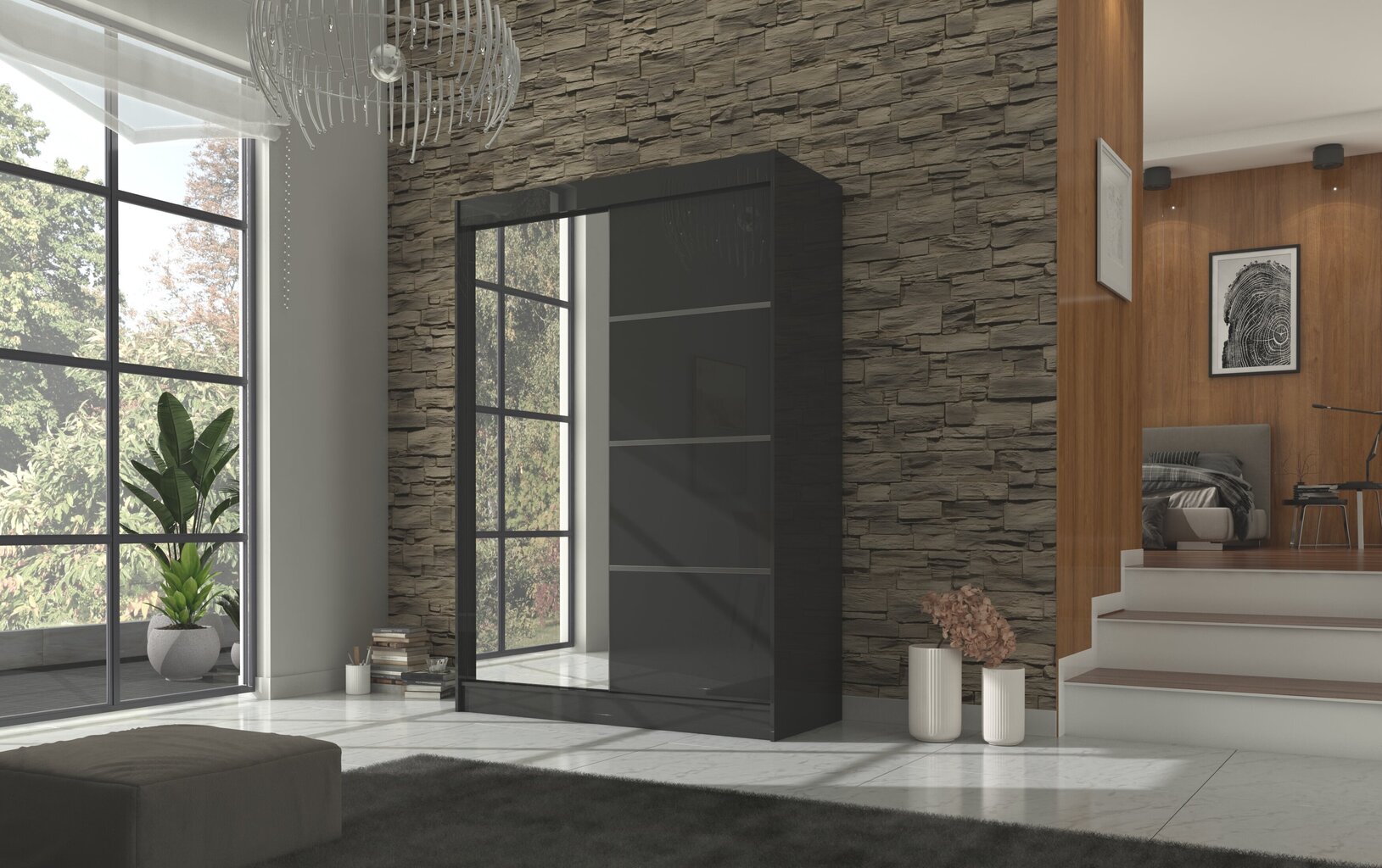 Skapis Adrk Furniture Gilton 150 cm, melns cena un informācija | Skapji | 220.lv