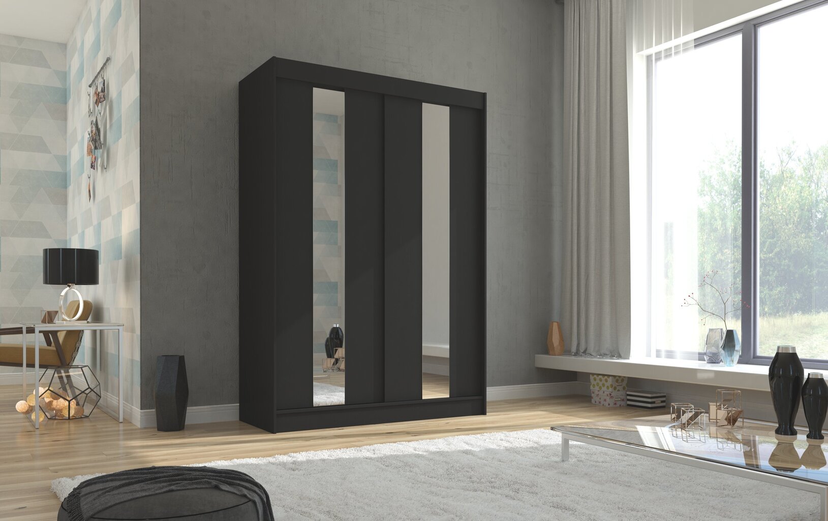Skapis Adrk Furniture Balton 150 cm, melns cena un informācija | Skapji | 220.lv