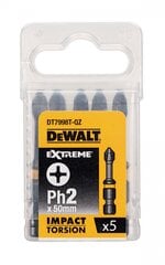 Trieciena rotējošo uzgaļu komplekts Dewalt 50mm Torsion Ph2 - DT7998T, 5 gab. cena un informācija | Rokas instrumenti | 220.lv