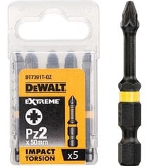 Набор поворотных насадок Dewalt 50mm Torsion Pz2 (DT7391T), 5 шт. цена и информация | Механические инструменты | 220.lv