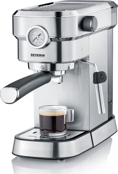 Pusautomātiskais kafijas automāts Severin Espresa Plus KA5995 espresso  kafijas pagatavotājs, sudrabs, Ar automātisko piena putošanu cena | 220.lv