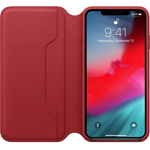 iPhone XS Max Leather Folio - Red, MRX32ZM/A cena un informācija | Telefonu vāciņi, maciņi | 220.lv