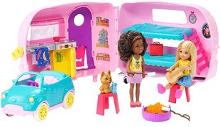 Lelle Čelsi ar draugiem un kemperi Barbie, FXG90 cena un informācija | Rotaļlietas meitenēm | 220.lv