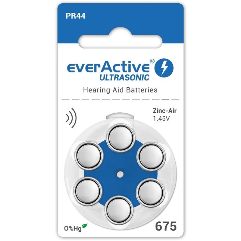 everActive Ultrasonic elementi dzirdes aparātam PR44 675, 6 gab. cena un informācija | Baterijas | 220.lv