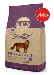 Araton Sterilised sausā barība sterilizētiem un ar lieko svaru pieaugušiem (1 g. un vecākiem) kaķiem, 1,5 kg cena un informācija | Sausā barība kaķiem | 220.lv
