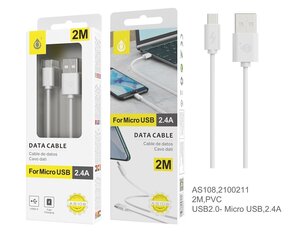 Kabelis USB-micro USB 2m 2.4A OnePlus balts cena un informācija | Savienotājkabeļi | 220.lv