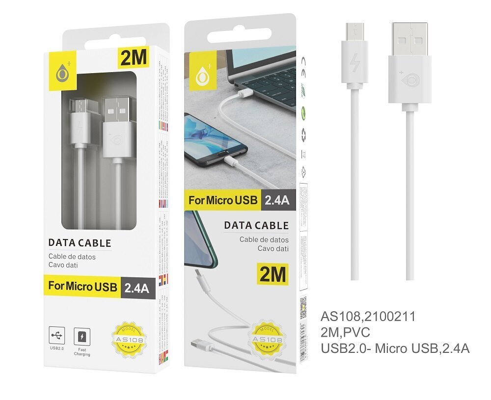 Kabelis USB-micro USB 2m 2.4A OnePlus balts цена и информация | Savienotājkabeļi | 220.lv