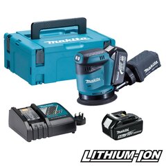 Аккумуляторная эксцентриковая шлифовальная машина Makita 18В 125мм 2x5,0Ач Li-Ion (DBO180RTJ) цена и информация | Шлифовальные станки | 220.lv