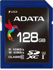 ADATA memory card, SDXC, 128GB, UHS Speed ​​Class 3, Speed ​​Class 10, blue цена и информация | Карты памяти для фотоаппаратов | 220.lv