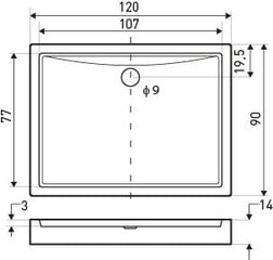 Dušas paliktnis Kerra Victor 120x90 /14 cm цена и информация | Душевые поддоны | 220.lv