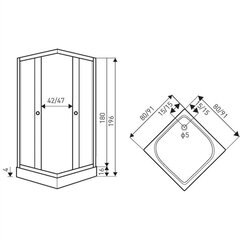 Dušas kabīne Kerra Olga SQ 80 ar paliktni cena un informācija | Dušas kabīnes | 220.lv