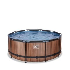 Каркасный бассейн с фильтром Exit Wood ø360x122 см, коричневый цена и информация | Бассейны | 220.lv