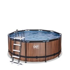 Каркасный бассейн с фильтром Exit Wood ø360x122 см, коричневый цена и информация | Бассейны | 220.lv