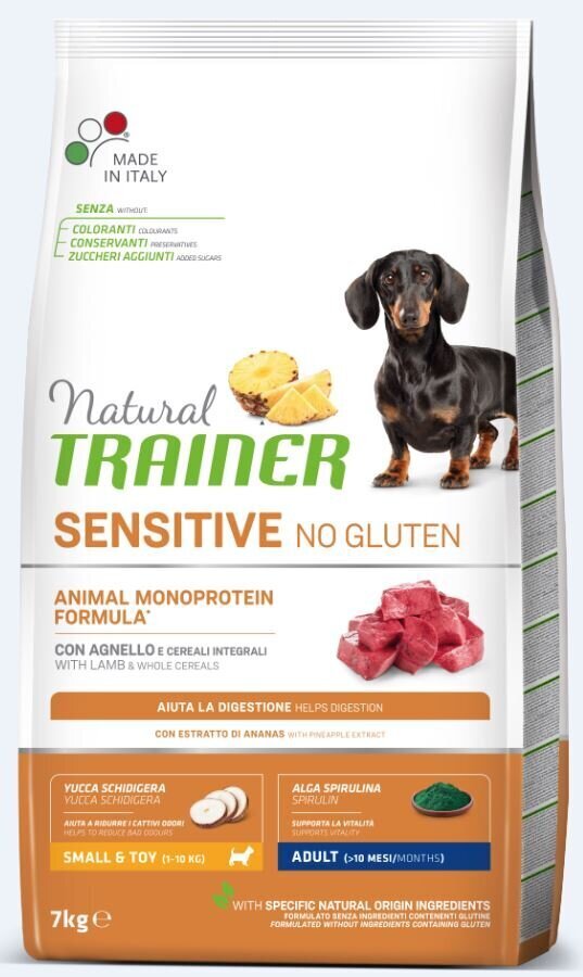 Natural Trainer Sensitive No Gluten mazu un īpaši mazu šķirņu suņiem ar jēra gaļu 7kg cena un informācija | Sausā barība suņiem | 220.lv
