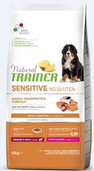 Natural Trainer Sensitive No Gluten vidēju un lielu šķirņu jauniem kucēniem ar lasi 12kg cena un informācija | Trainer Natural Zoo preces | 220.lv