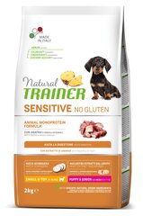 Natural trainer dog sensitive no gluten puppy&amp;jun mini duck - безглютеновый сухой корм с уткой для щенят и юниоров мелких пород   цена и информация | Сухой корм для собак | 220.lv