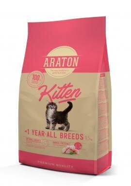 Araton Araton Kitten sausā barība visu šķirņu kaķēniem līdz 1 g., 1,5 kg цена и информация | Sausā barība kaķiem | 220.lv