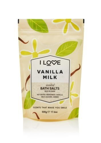 Vannas sāls I Love Vanilla Milk 500 g cena un informācija | Dušas želejas, eļļas | 220.lv