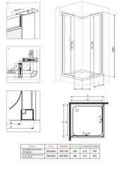 Deante dušas kvadrāta kabīne Funkia 80x80, 90x90cm, caurspīdīga cena un informācija | Dušas kabīnes | 220.lv