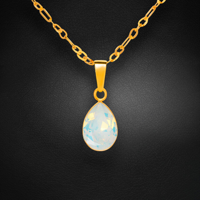 Sudraba kulons "Kristāla Lāse (White Opal)" ar Swarovski™ kristāliem cena un informācija | Kaklarotas | 220.lv