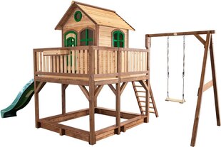 Koka māja ar šūpolēm un slidkalniņu Axi Liam Julia, brūna/zaļa cena un informācija | Bērnu rotaļu laukumi, mājiņas | 220.lv