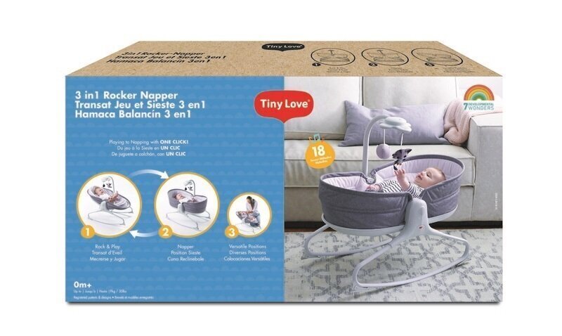 Gultiņa Tiny Love Rocker Napper 3in1, Grey cena un informācija | Bērnu šūpuļkrēsliņi | 220.lv