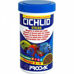 Prodac Cichlid Sticks nūjiņas ciklīdiem 250ml 90g cena un informācija | Zivju barība | 220.lv